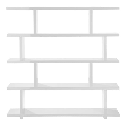 White Wood Five Tier Bookcase