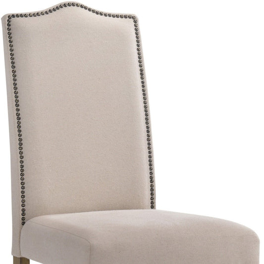 Cream and Brown Linen Dining Parsons Chair