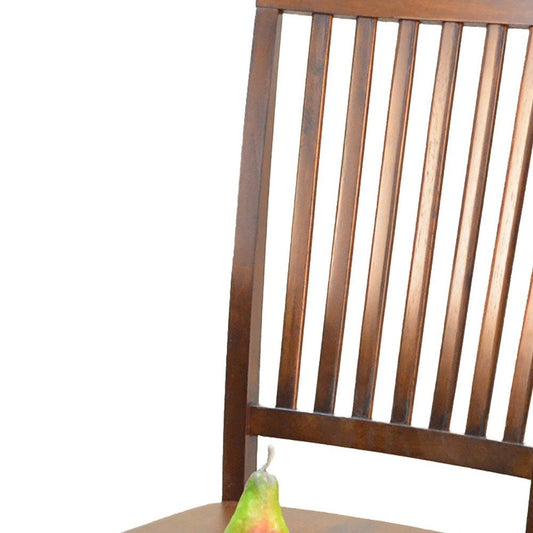 Chestnut Solid Wood Slat Back Dining Side Chair