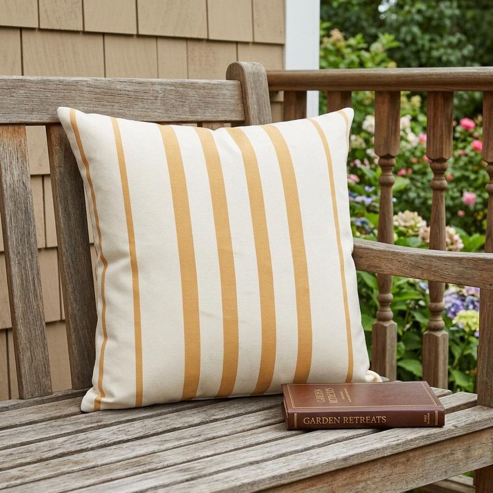 20" X 20" Yellow Zippered Geometric Indoor Outdoor Throw Pillow