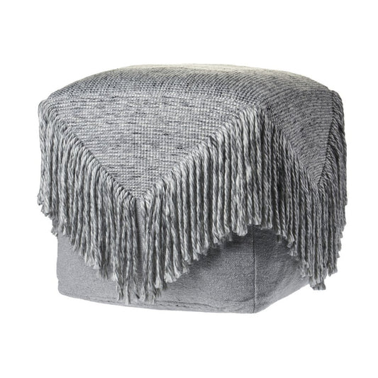 18" Gray Wool Cotton Blend Pouf Ottoman