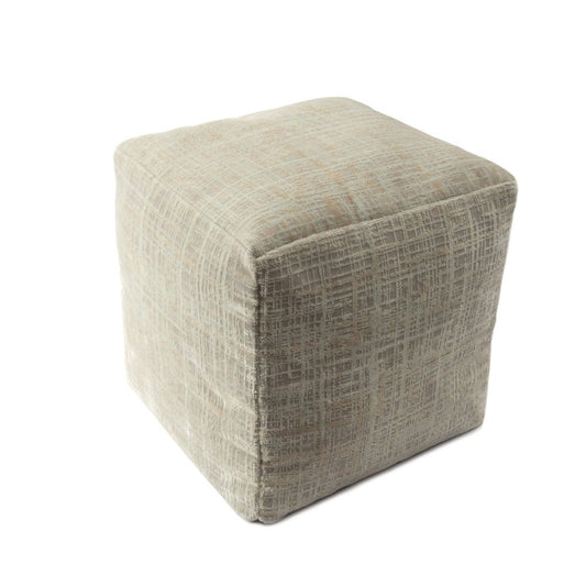 18" Beige Abstract Pouf Ottoman