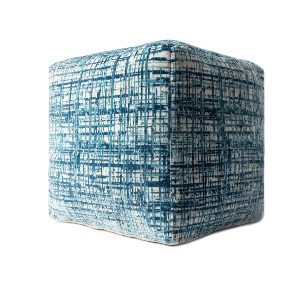 18" Beige Abstract Pouf Ottoman