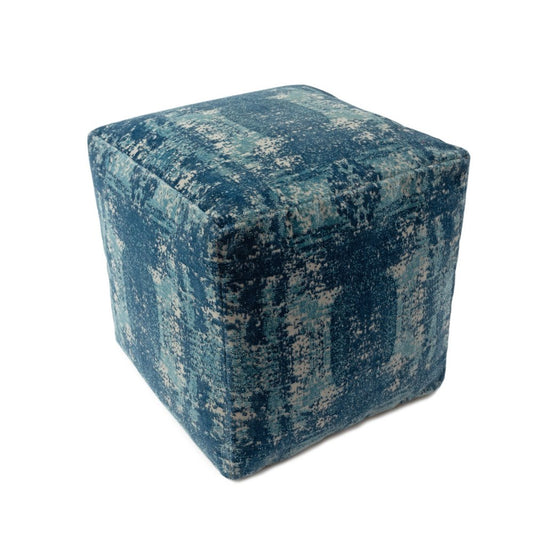 18" Blue Abstract Pouf Ottoman