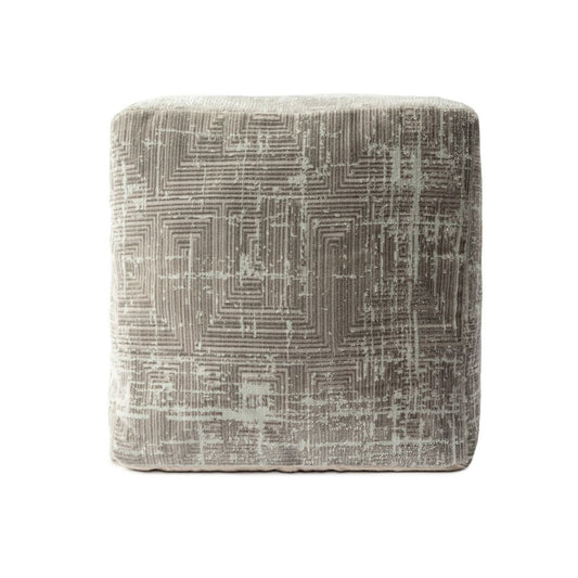 18" Gray Geometric Pouf Ottoman