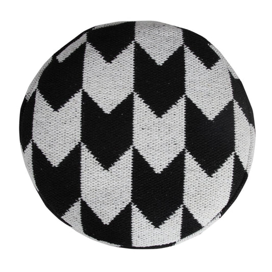 18" Black Cylinder Chevron Pouf Ottoman