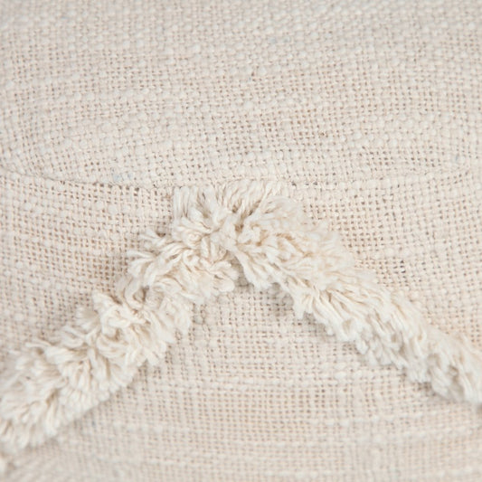 18" Gray Cotton Cylinder Geometric Pouf Ottoman