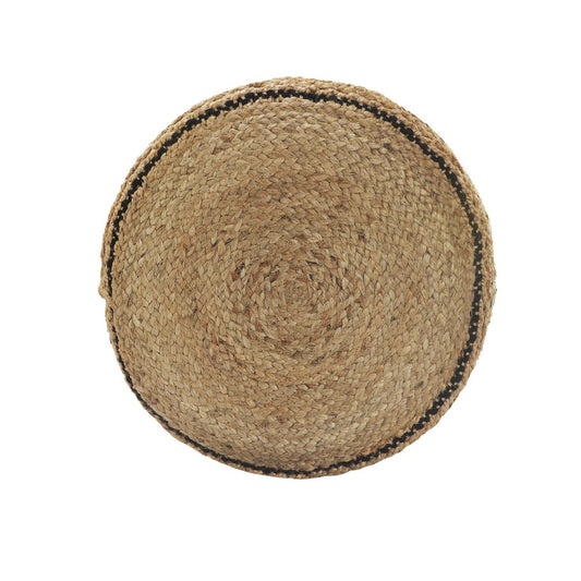 18" Tan Geometric Pouf Ottoman