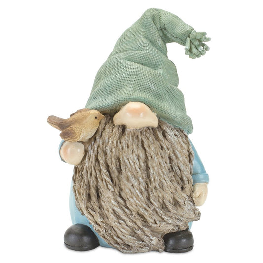 Set of Four Blue and Green Polyresin Gnomes