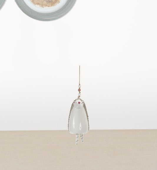 Set of Four 7" Pink And White Resin Hedgehog Model Bell Tabletop Sculpture