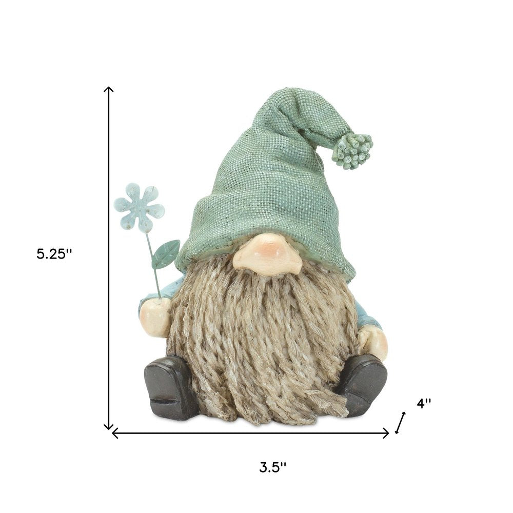 Set of Four Brown And Green Polyresin Gnomes