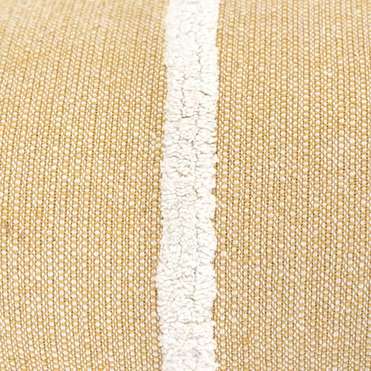 14" X 26" White And Yellow Lumbar Weave Cotton Throw Pillow with Tassels