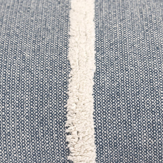 14" X 14" Blue and White Cotton Pillow With Tassels Edges