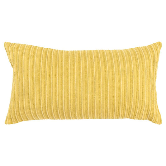 14" X 26" Yellow Lumbar Striped Cotton Blend Throw Pillow
