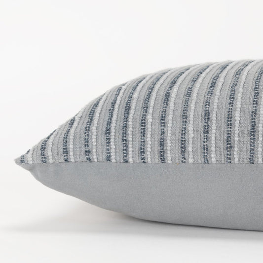 14" X 26" Gray Lumbar Striped Cotton Blend Throw Pillow