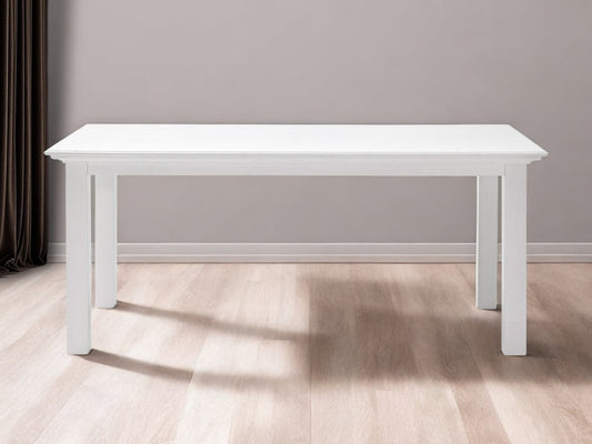 63" White Solid Wood Dining Table