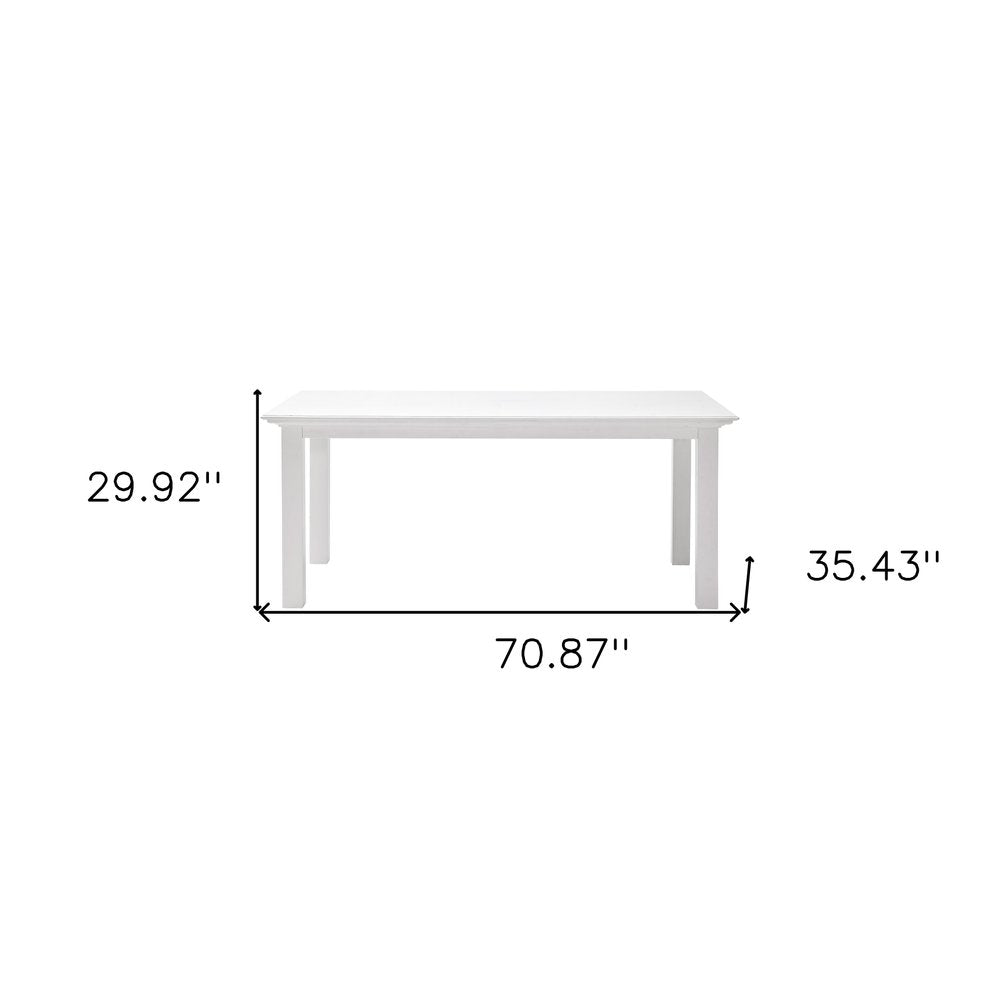 71" White Wood Dining Table