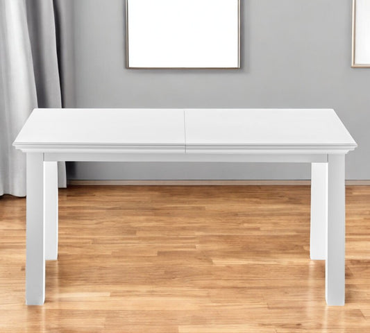 79" White Solid Wood Butterfly Leaf Extending Dining Table