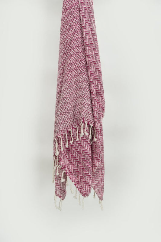50" X 60" Hot Pink Cotton Woven Chevron Throw Blanket with Fringe