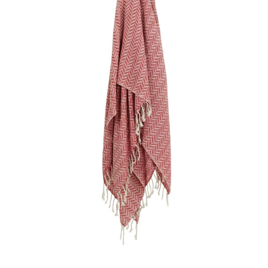 50" X 60" Red Cotton Woven Chevron Throw Blanket with Fringe