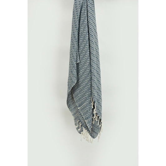 50" X 60" Gray Cotton Woven Chevron Throw Blanket with Fringe