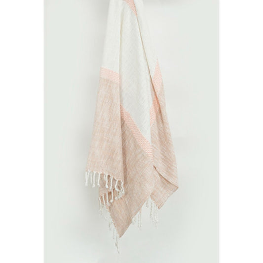 50" X 60" Blush Cotton Woven Color Block Throw Blanket with Fringe