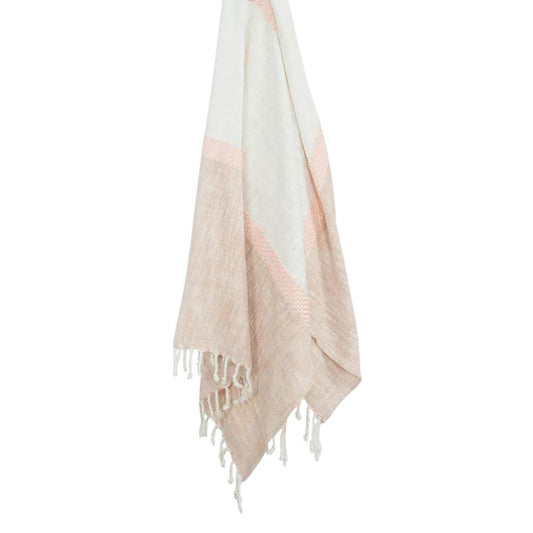 50" X 60" Blush Cotton Woven Color Block Throw Blanket with Fringe