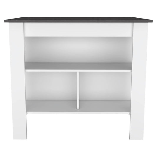 41" Dark Brown and White Wood Kitchen Island Set With Storage