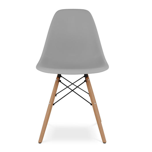 Gray And Natural Heavy Duty Plastic and Wood Dining Side Chair