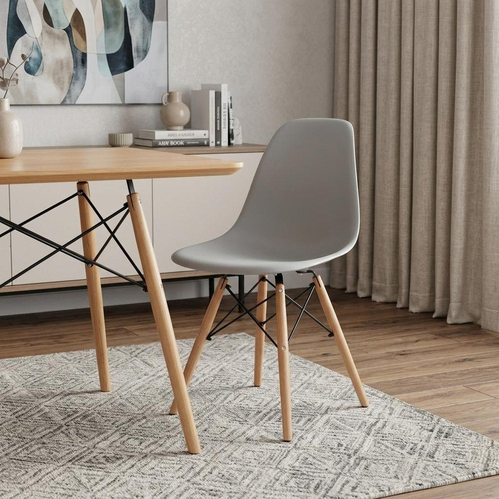 Gray And Natural Heavy Duty Plastic and Wood Dining Side Chair