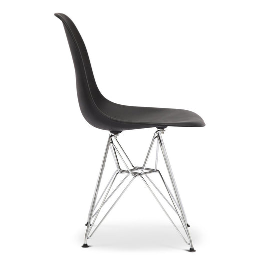 Black and Silver Steel Dining Side Chair