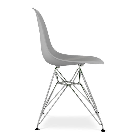 Gray and Silver Steel Dining Side Chair