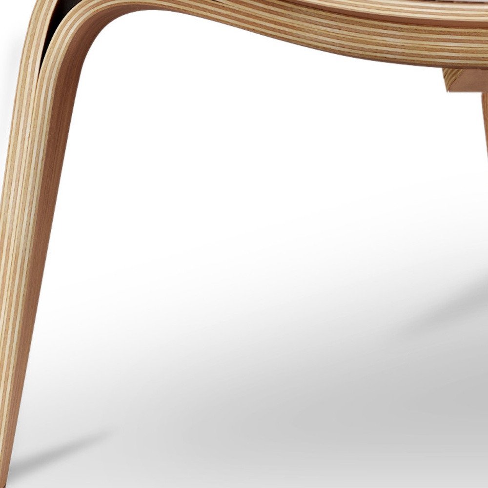 36" White and Brown Faux Leather Lounge Chair