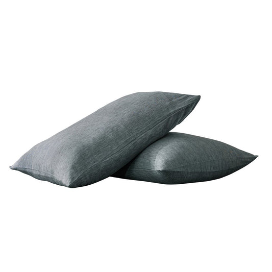 Set of Two Slate Gray Linen Standard Pillowcases
