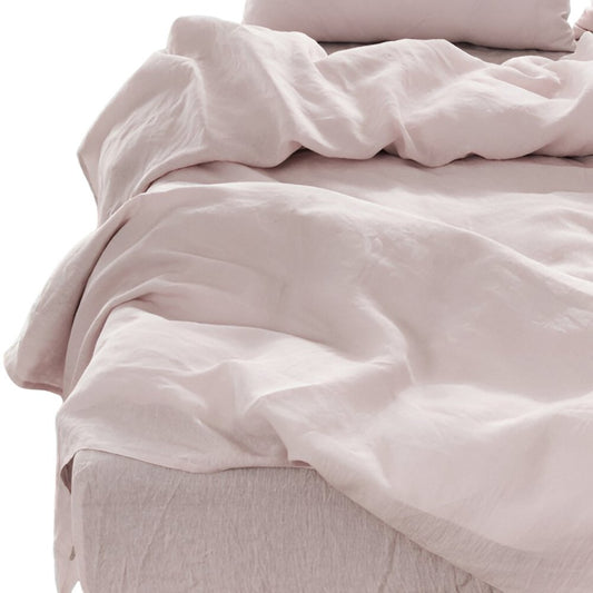 Four Piece Champagne Pink Linen Sheet Set