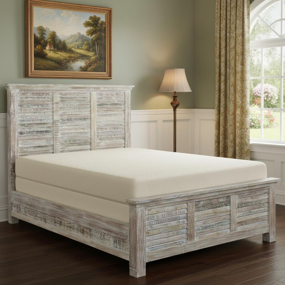Shutter Solid Wood King Gray Bed