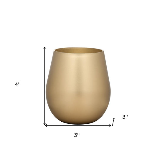 Set of Four Gold Acrylic Stemless All Purpose Wine Glass