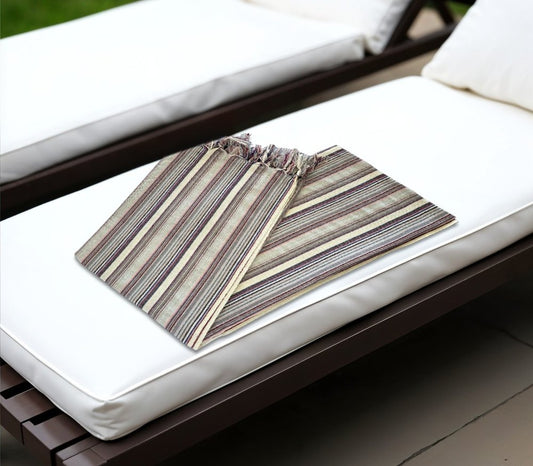 39" X 71" Gray Cotton Plain Weave Striped Turkish Towel Throw Blanket with Tassels