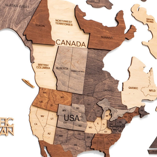 35" X 59" Brown and Beige Wood World Map Hanging Dimensional Sculpture