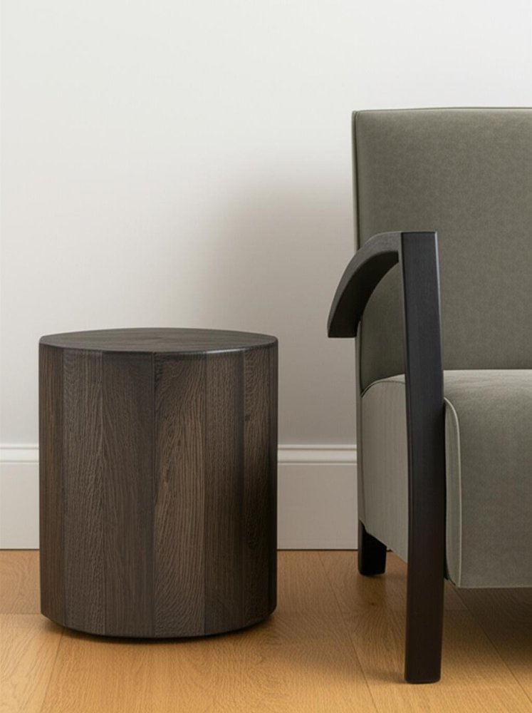 18" Wood Brown Solid Wood Round End Table