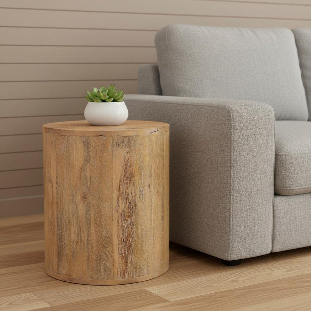 18" Natural Solid Wood Round End Table