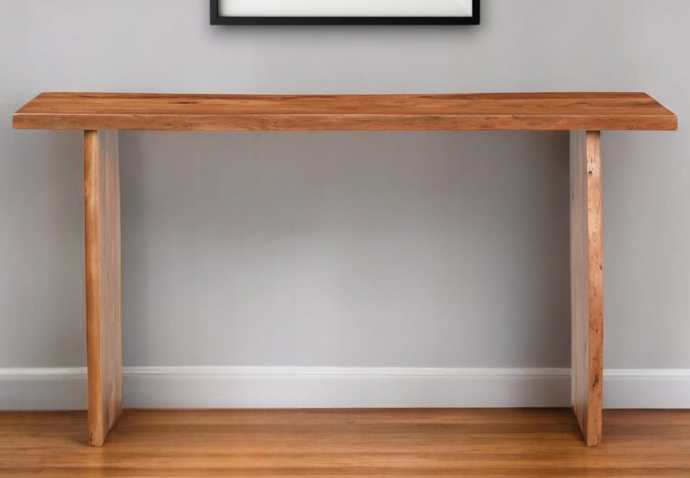57" Chestnut Solid Wood Sled Console Table