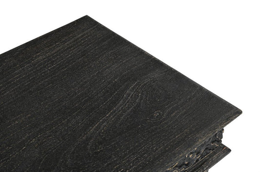 24" Black Distressed Solid Wood End Table