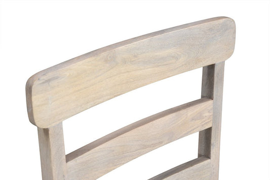 Set of Two White Wood Ladder Back Dining Side Chairs