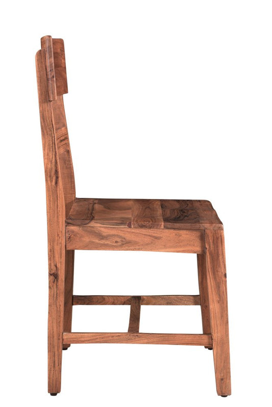 Set of Two Brown Wood Ladder Back Dining Side Chairs