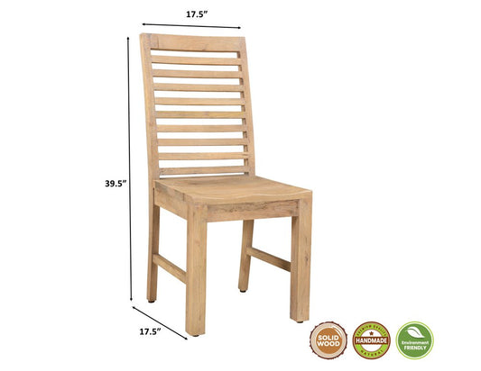 Set of Two Brown Solid Wood Ladder Back Dining Side Chairs