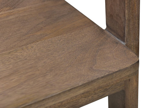 Dark Brown Solid Wood Open Back Dining Arm Chair