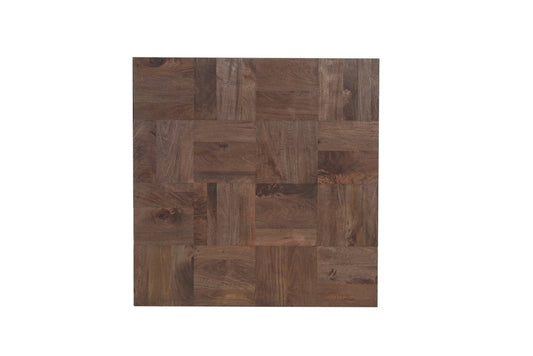 40" Dark Brown and Black Solid Wood Square Block Coffee Table
