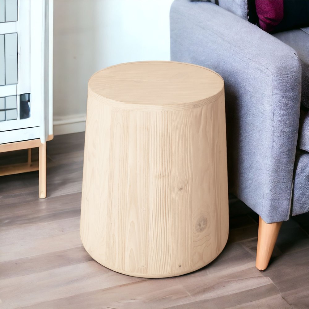 18" Natural Solid Wood Round End Table