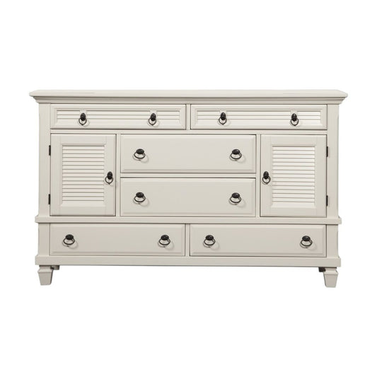 62" White Solid Wood Six Drawer Double Dresser